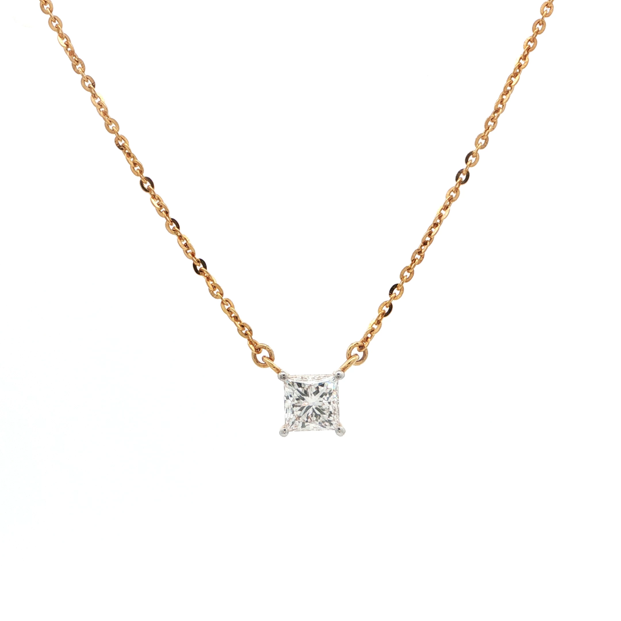 0.86 carat Princess Cut Diamond Pendant Necklace(1)