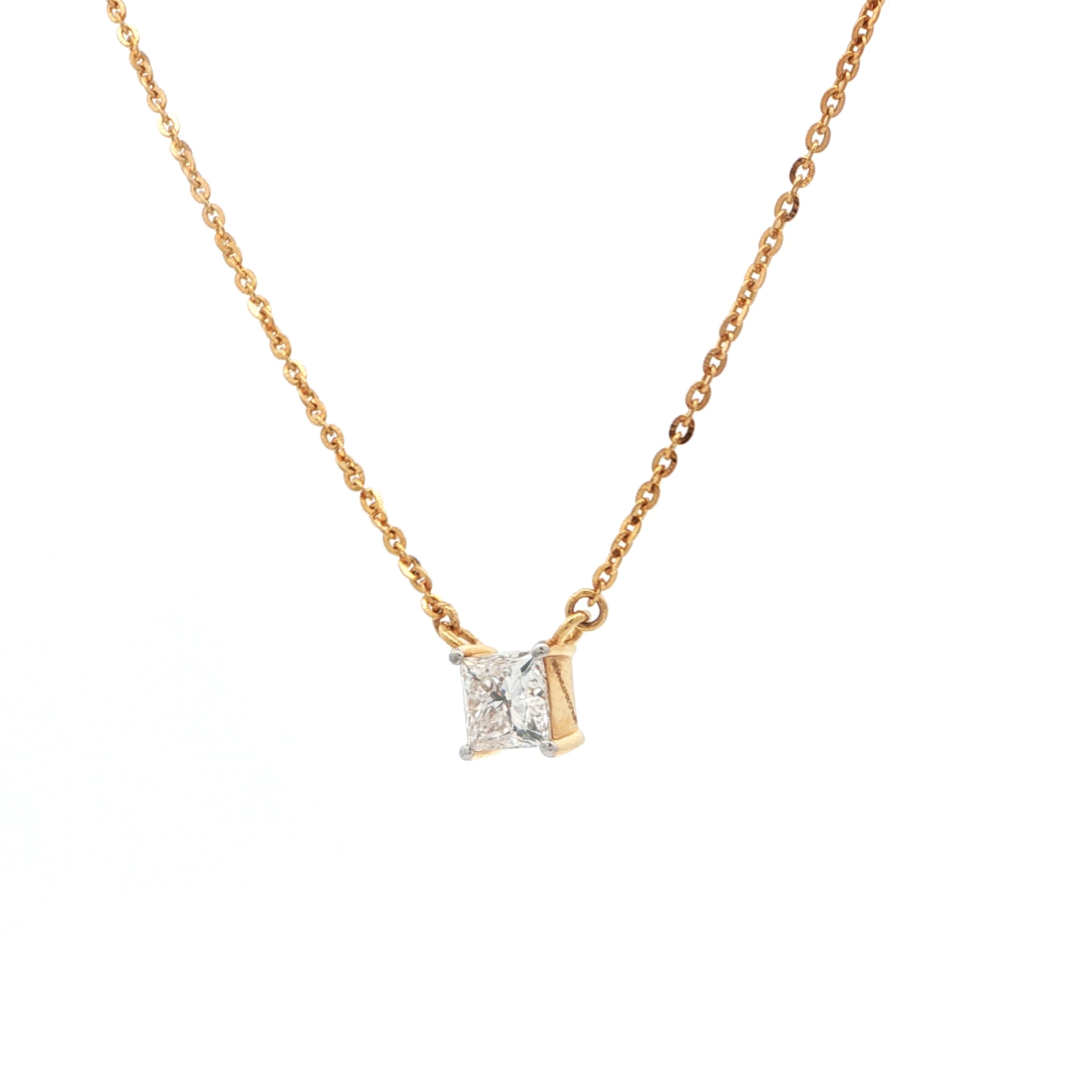 0.86 carat Princess Cut Diamond Pendant Necklace