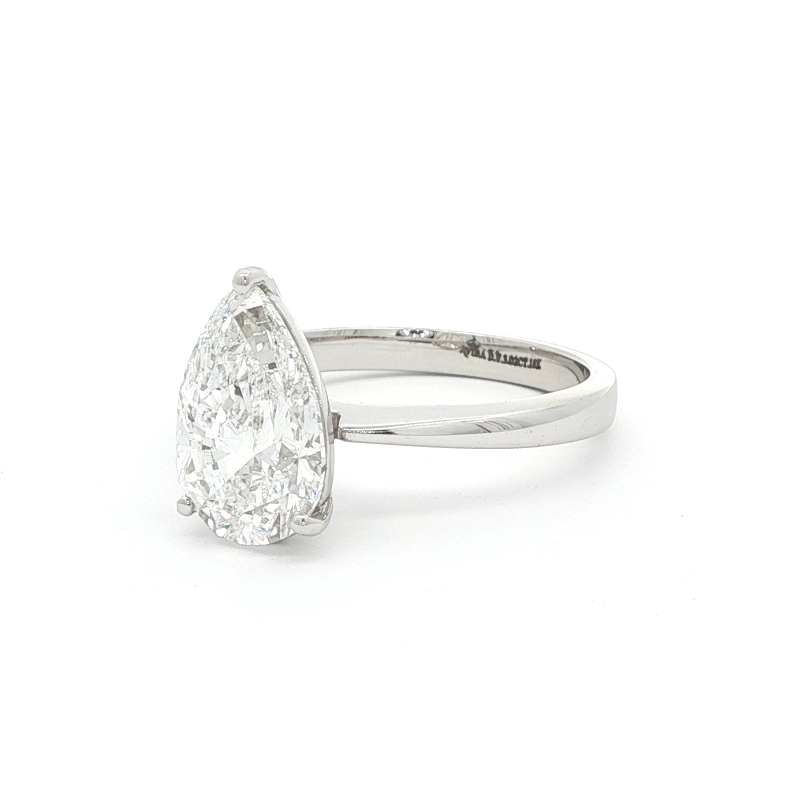 3.02 Carat Pear Diamond Solitaire Ring