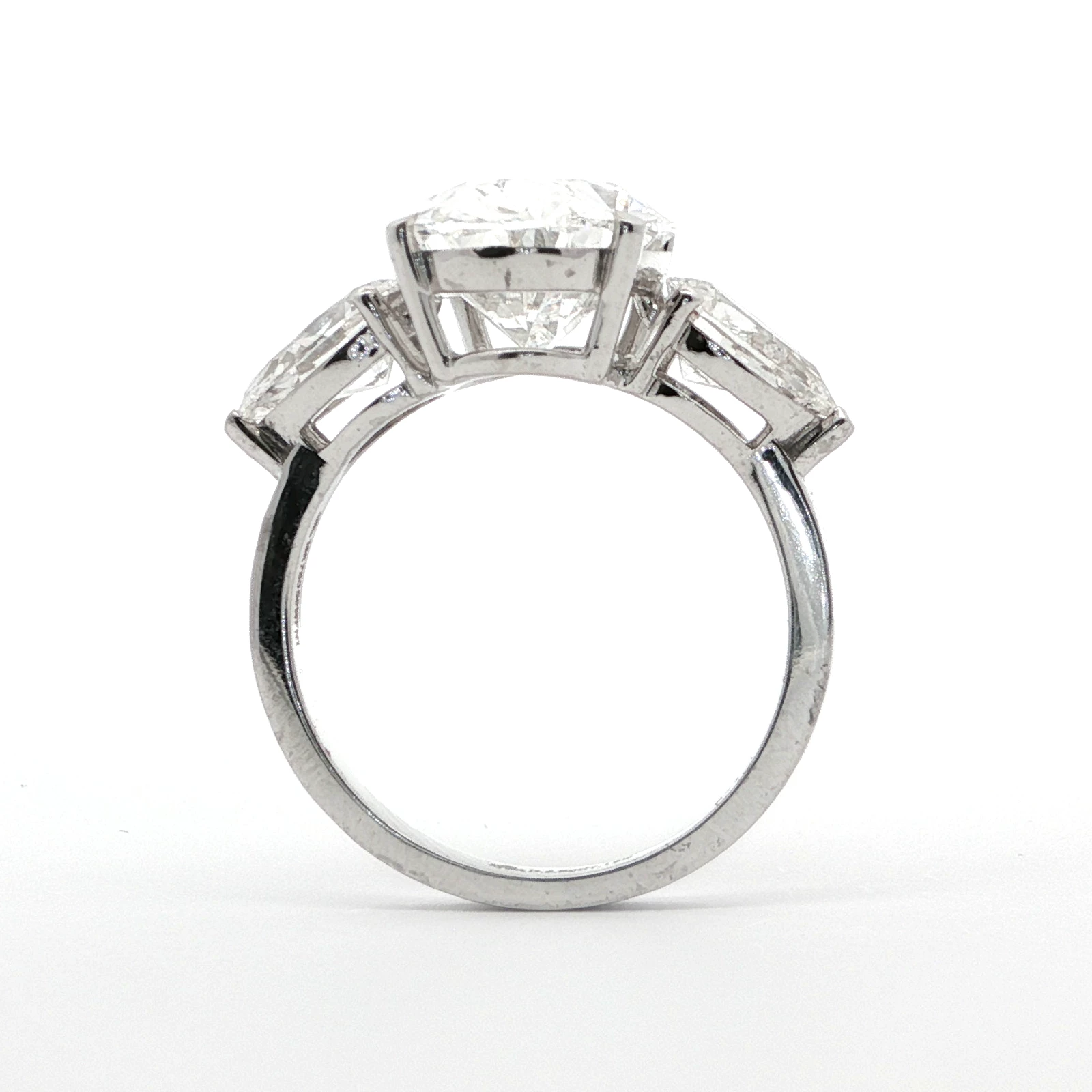 6.52 carat Oval and Pear Diamond Trilogy Ring