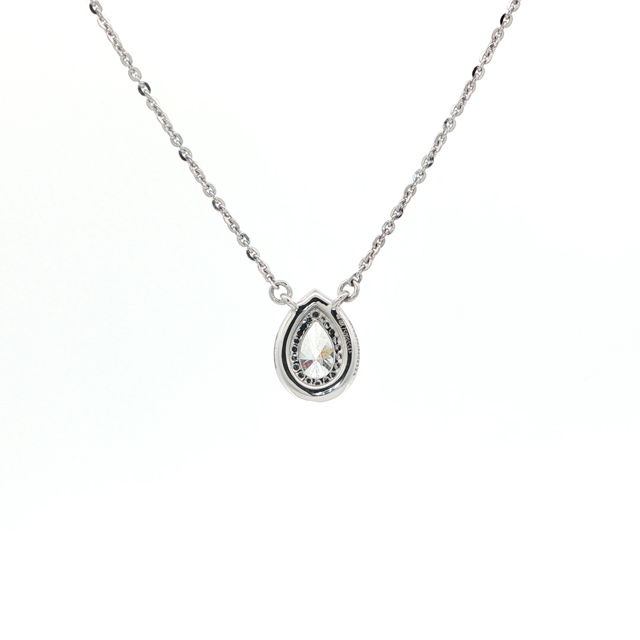 Pear Diamond Halo Pendant Necklace