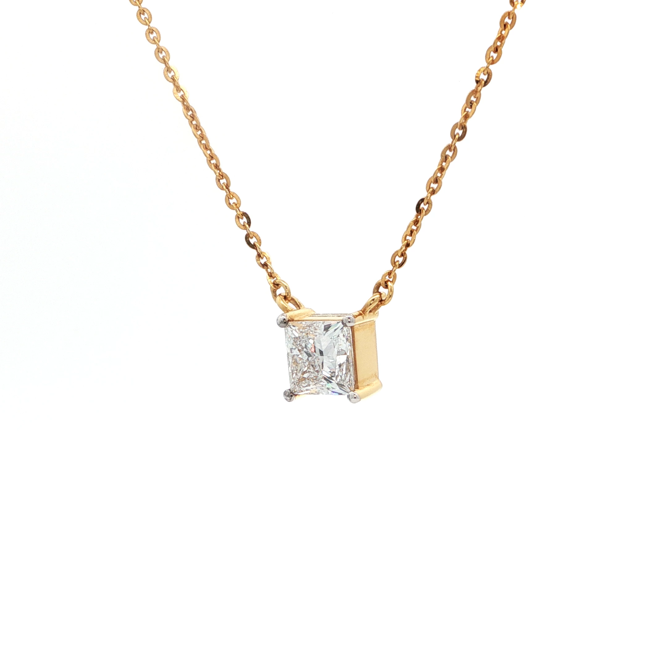 1.53 CT PRINCESS-CUT DIAMOND PENDANT NECKLACE