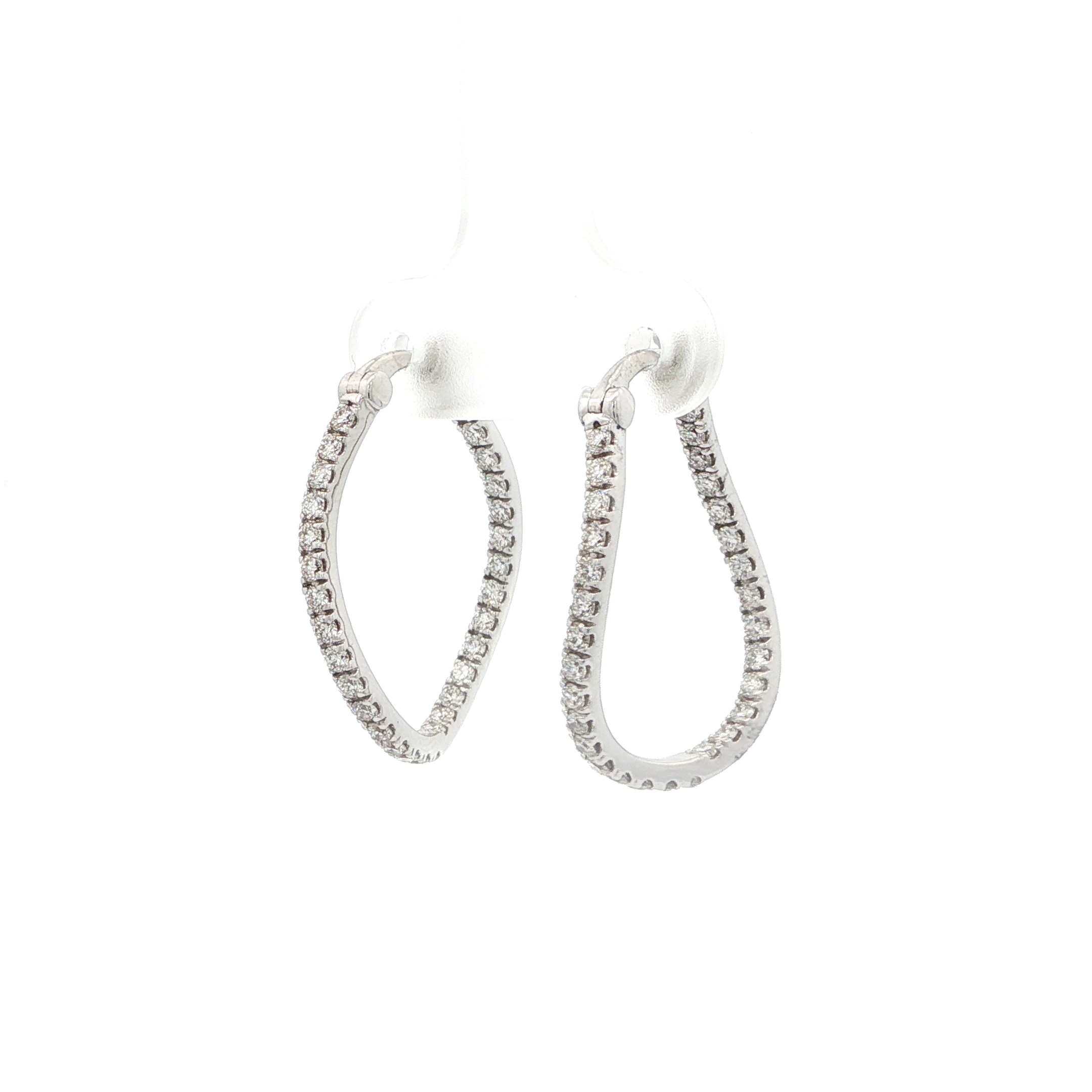 0.95 carat White gold Asymmetrical Hoop Earrings