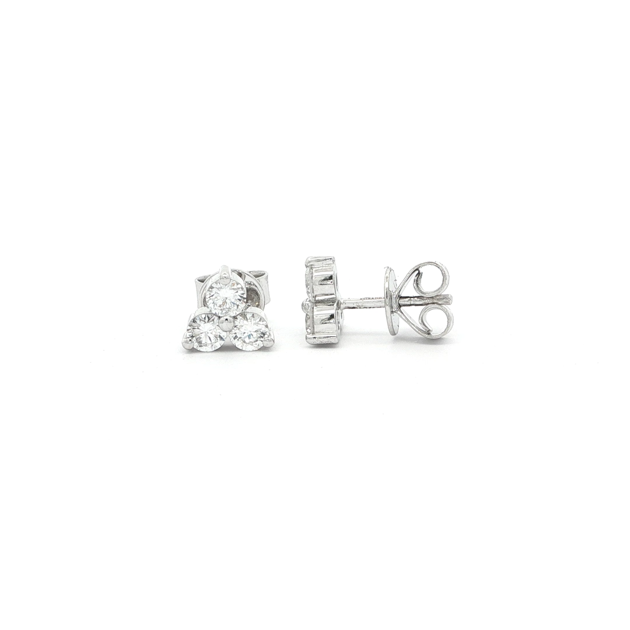 0.73 carat Trio Diamond Stud Earrings