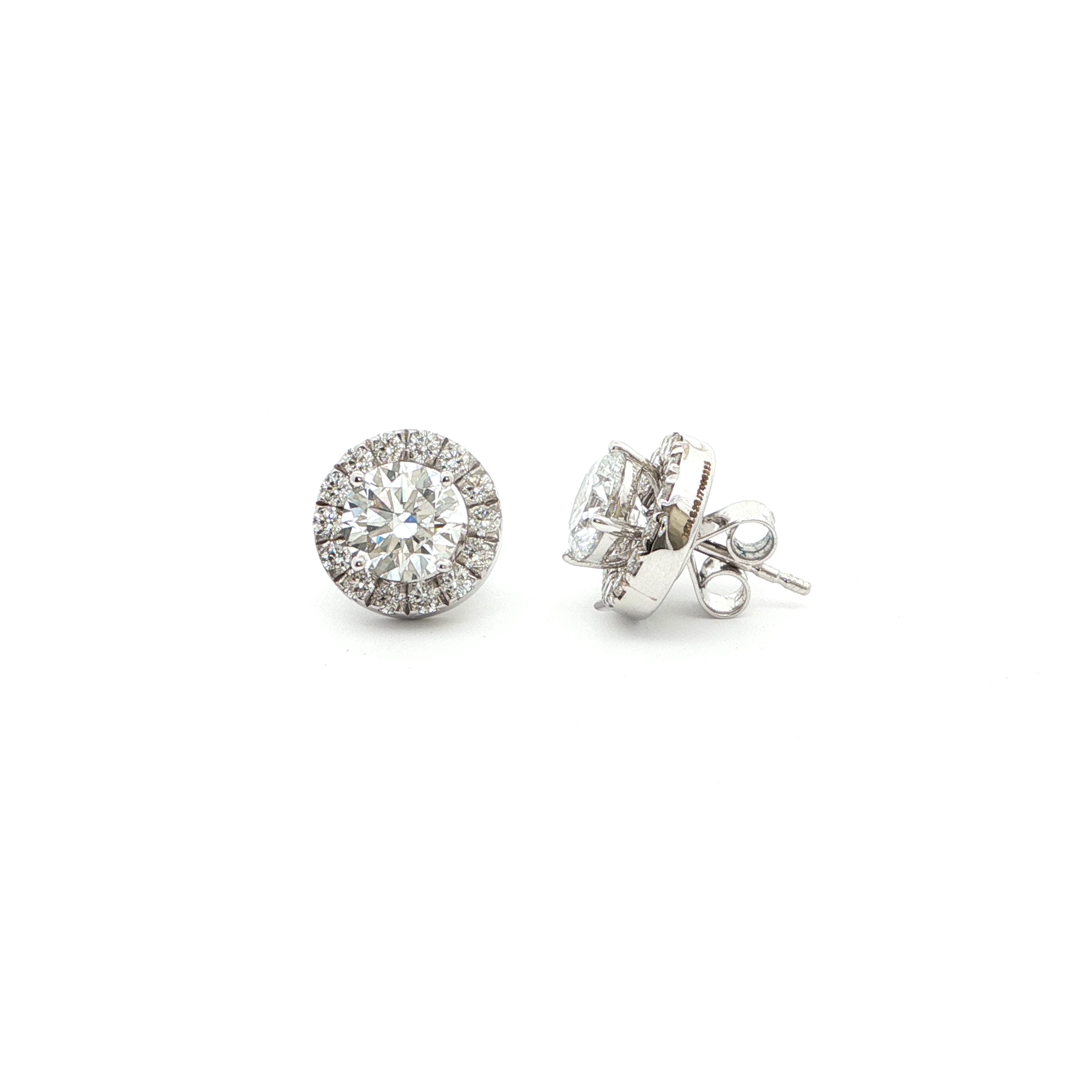 2.89 CT ROUND DIAMOND HOLLOW HALO EARRINGS
