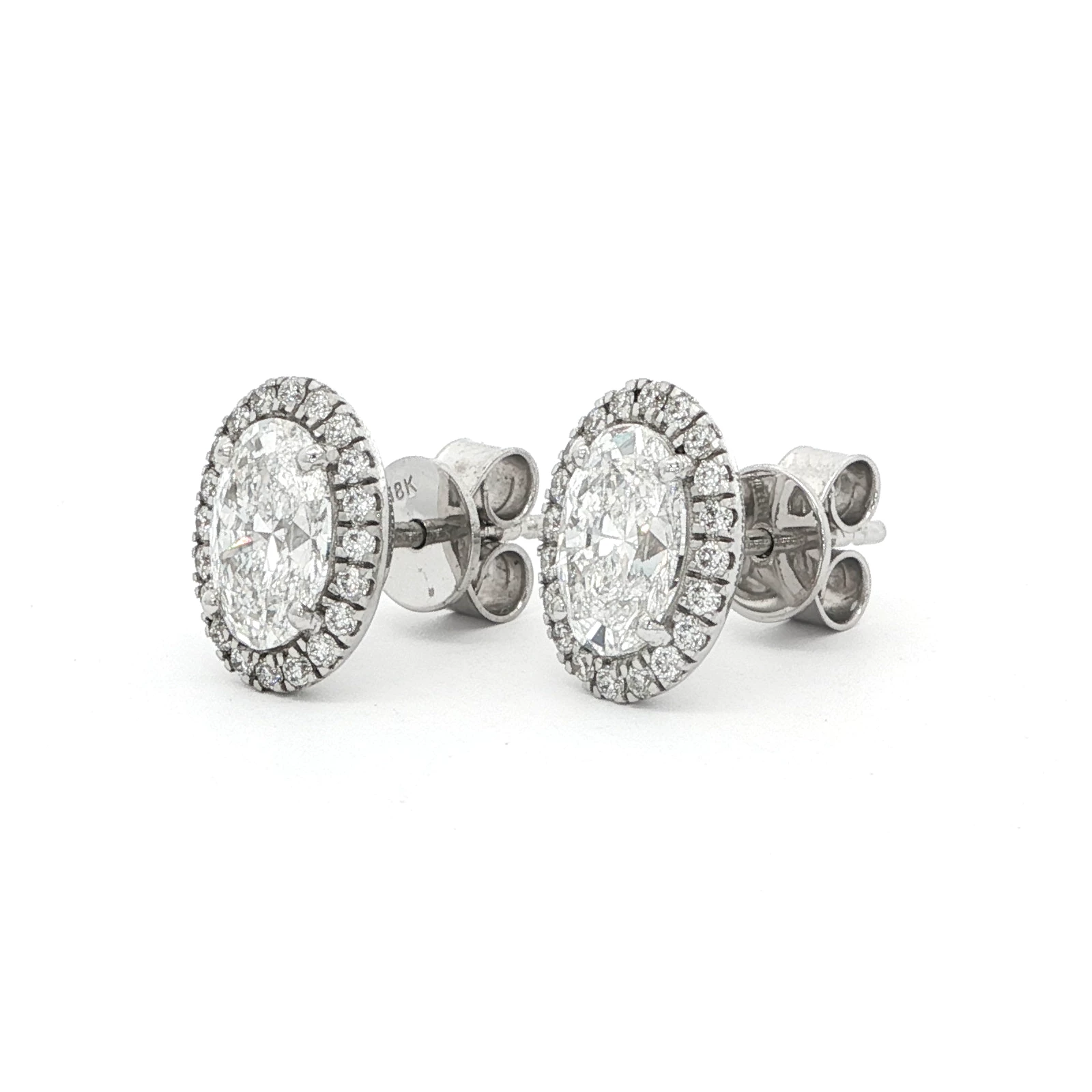 2.28 CT OVAL DIAMOND HALO EARRINGS