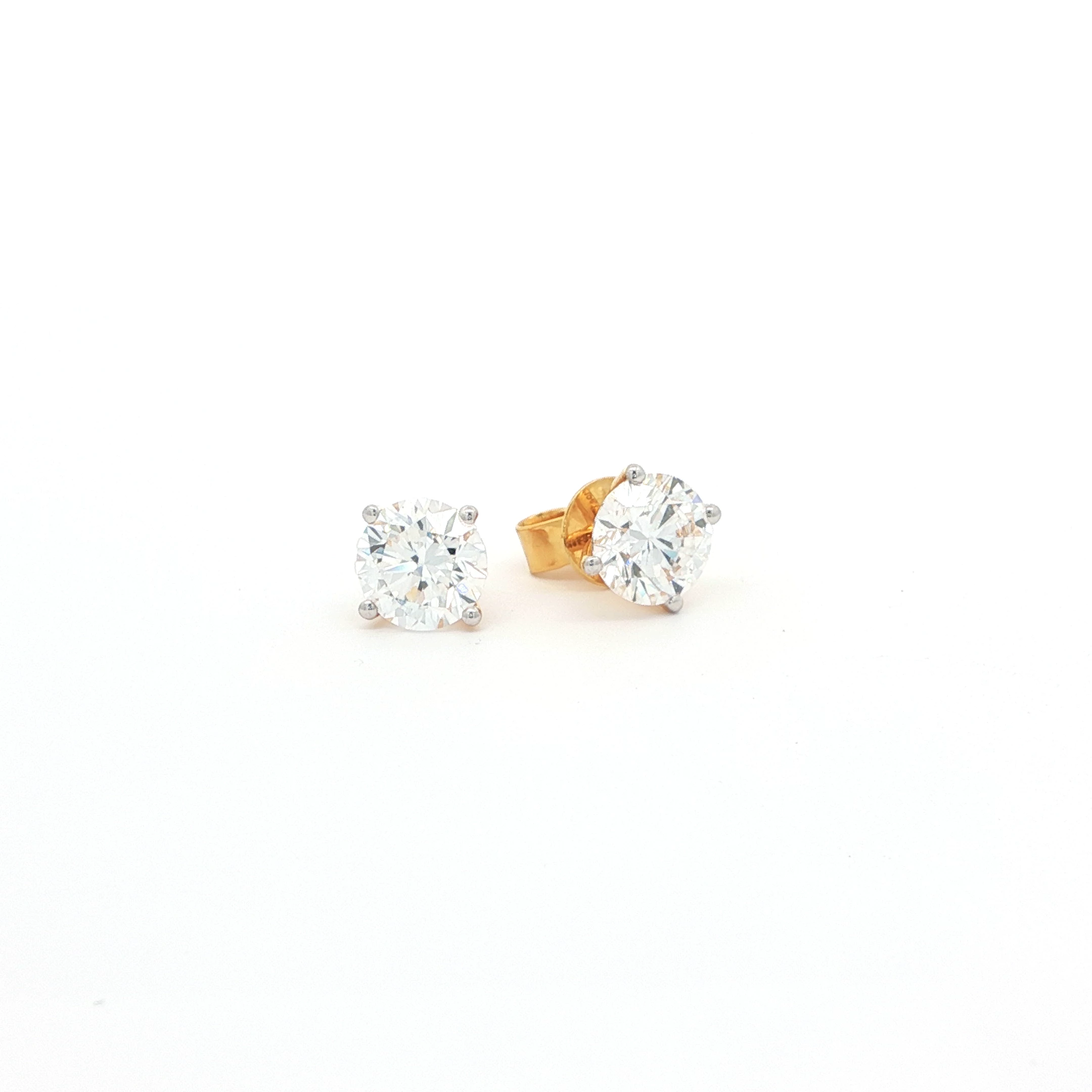 2.06 Carat Classic Round Diamond Stud Earrings