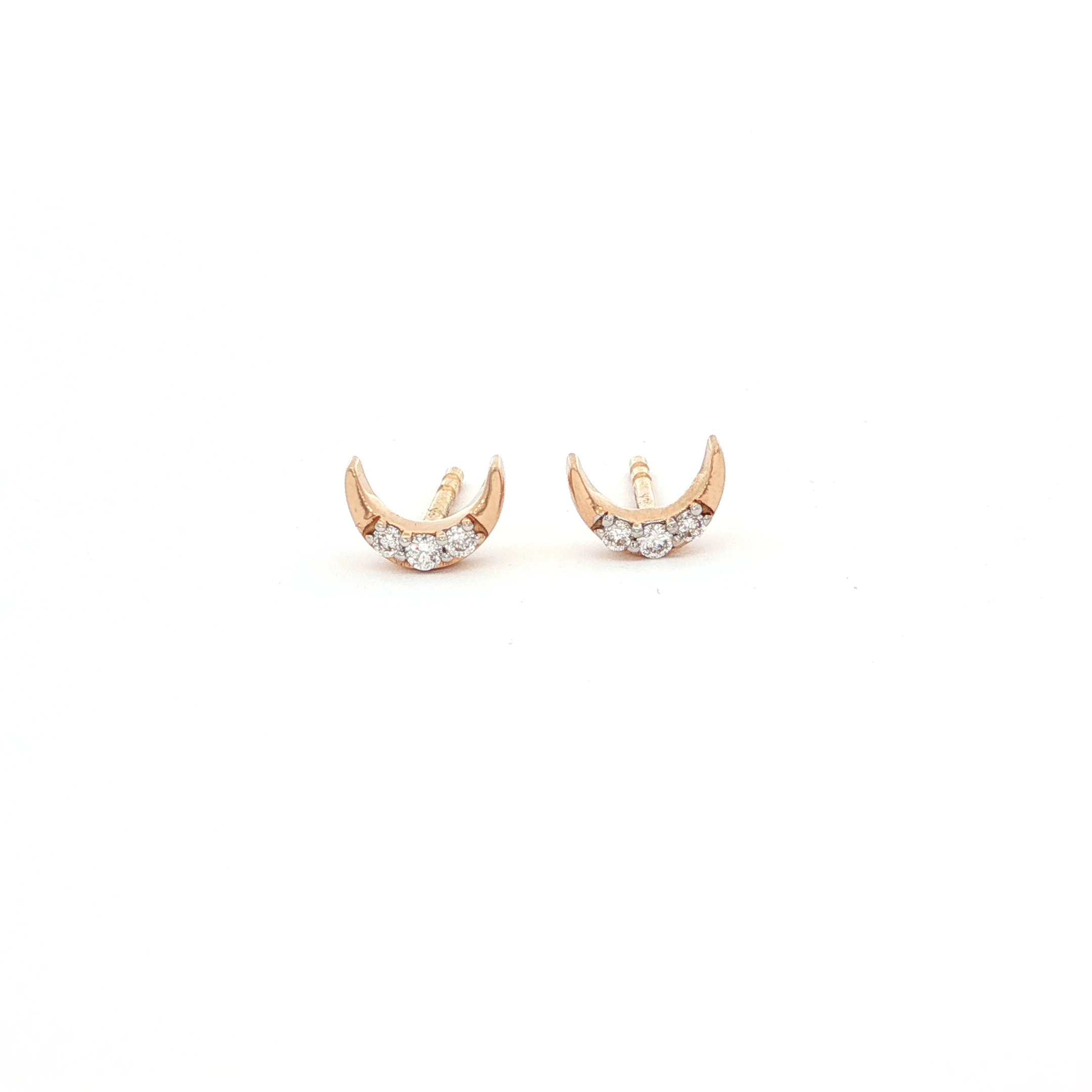 Mini Crescent Diamond Stud Earrings