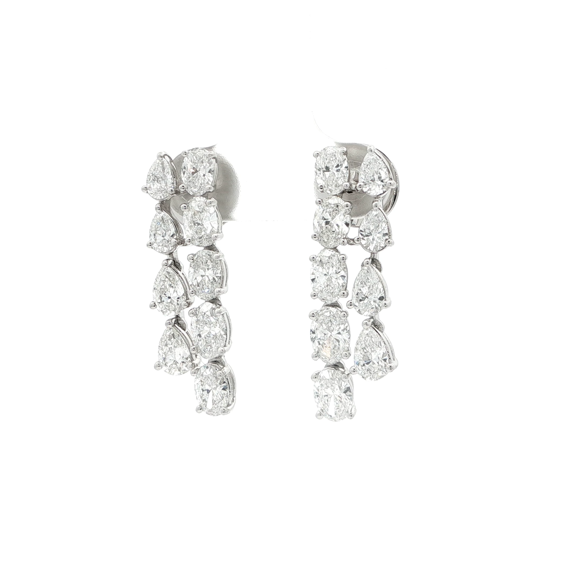 4.96 CT OVAL AND PEAR DIAMOND WATERFALL EARRINGS