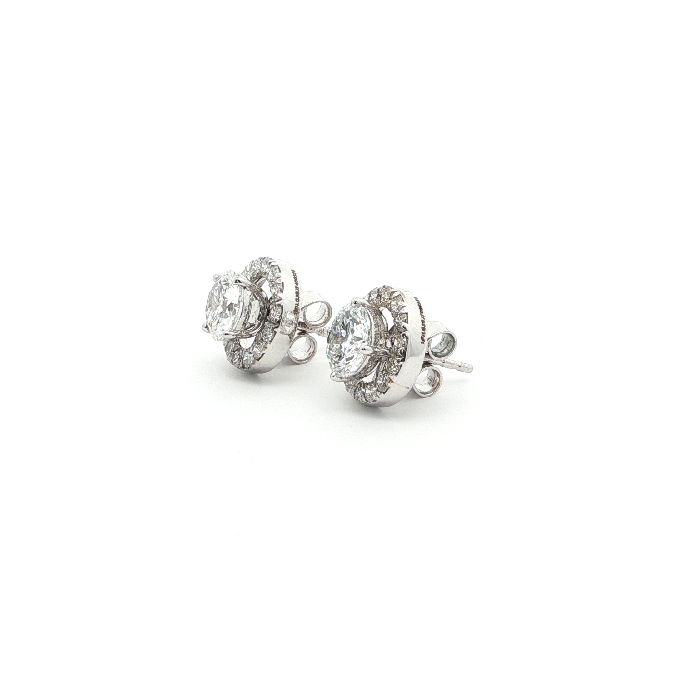 2.89 CT ROUND DIAMOND HOLLOW HALO EARRINGS