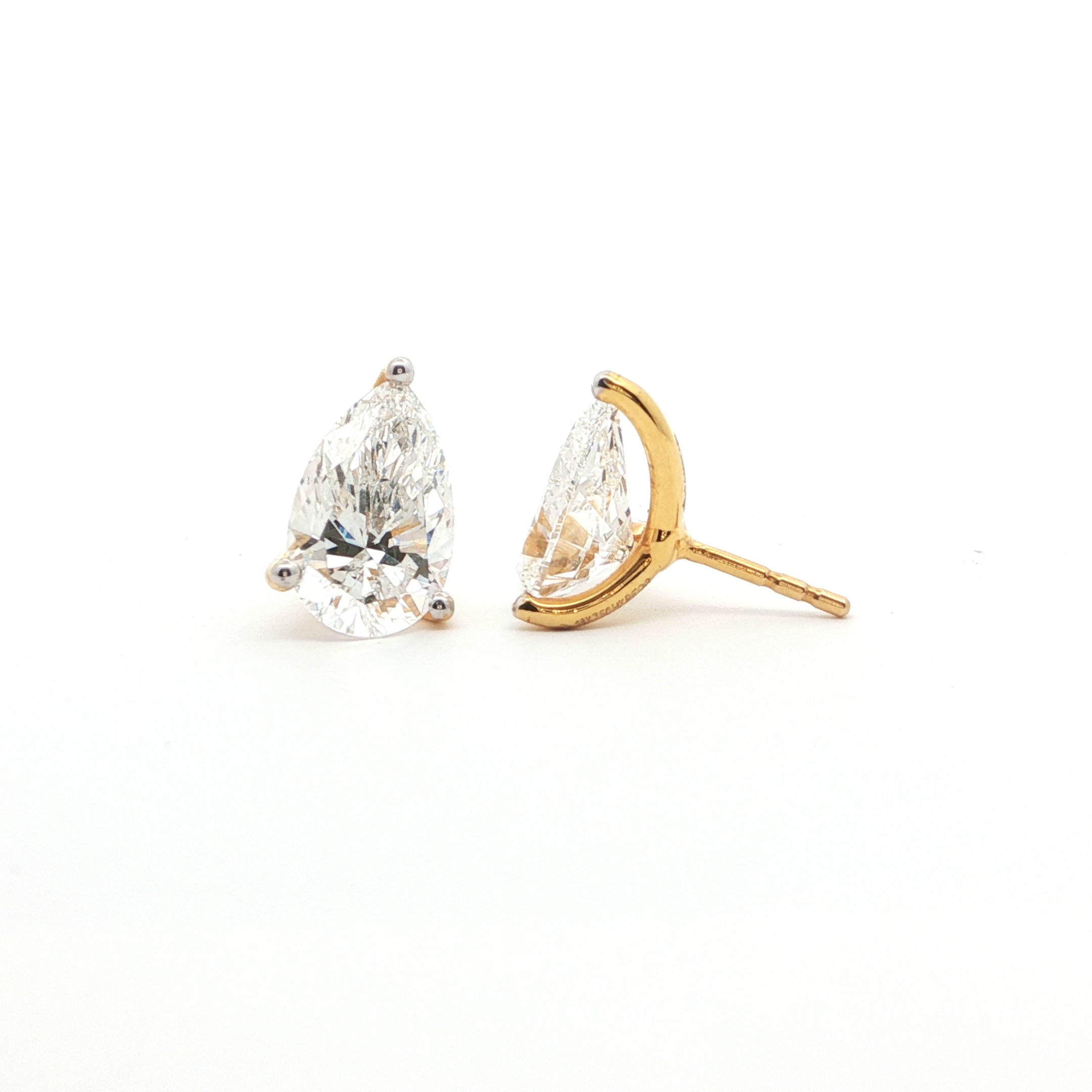 4 CT PEAR SOLITAIRE STUD EARRINGS