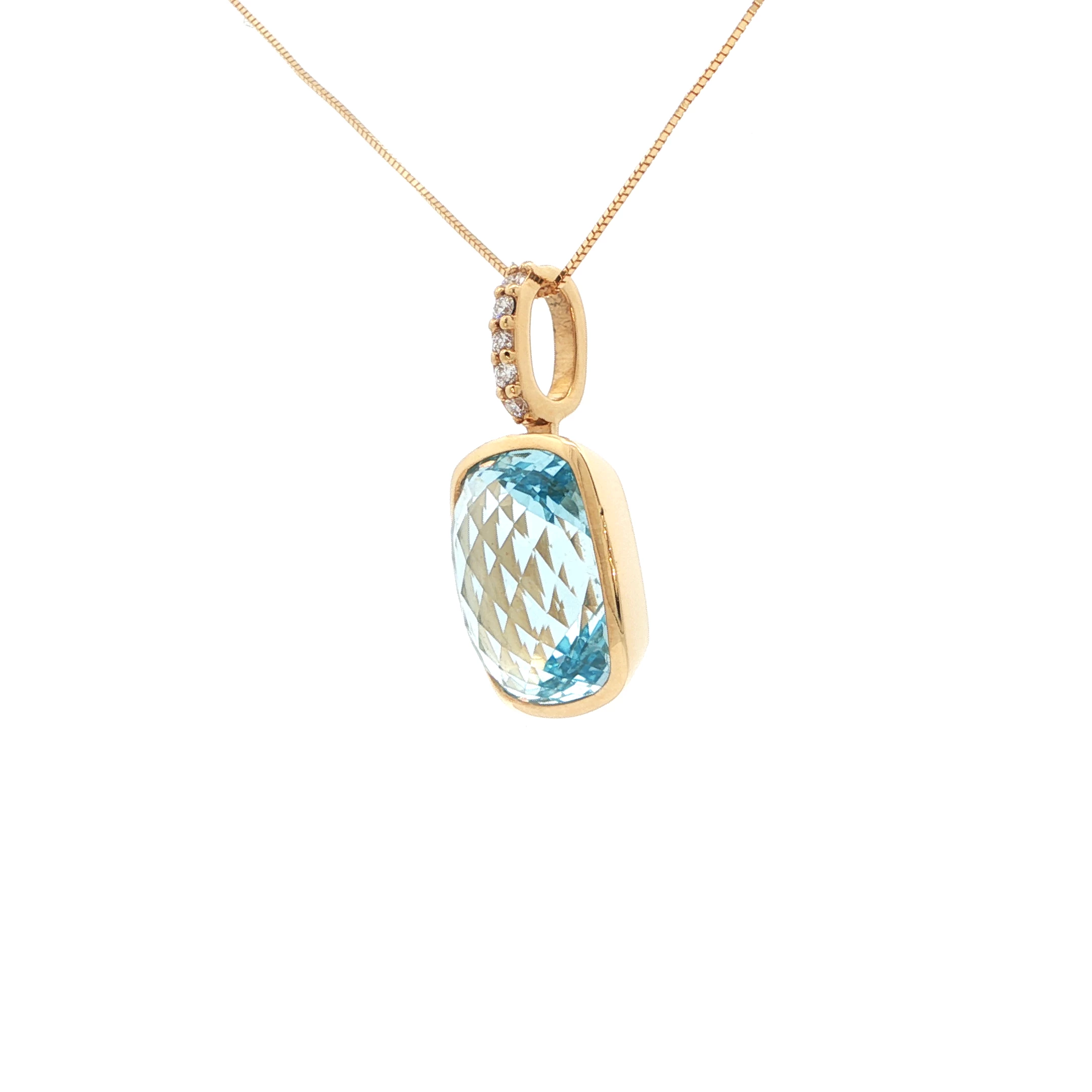 BLUE TOPAZ AND DIAMOND PENDANT