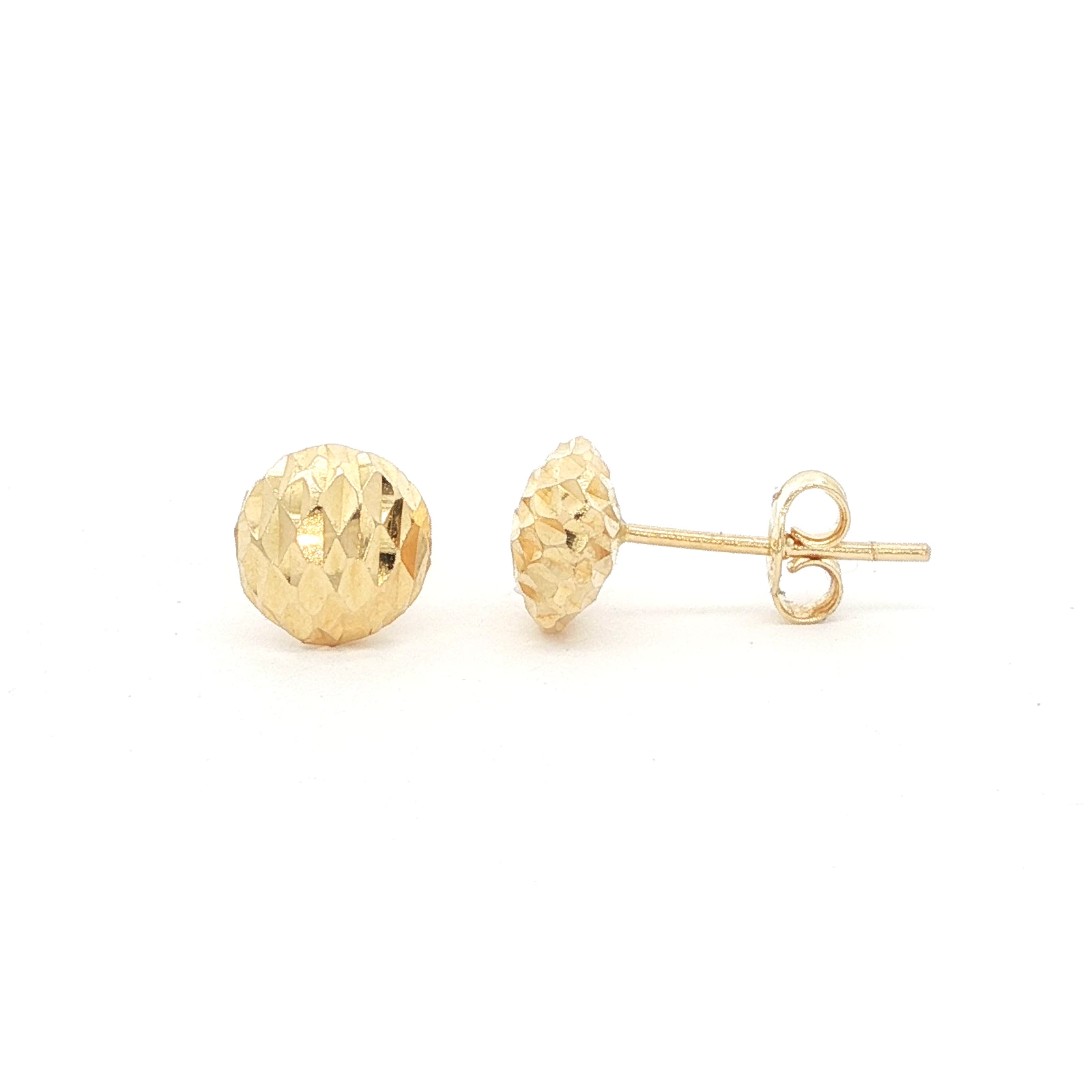 Textured Disc Stud Earrings - Yellow Gold