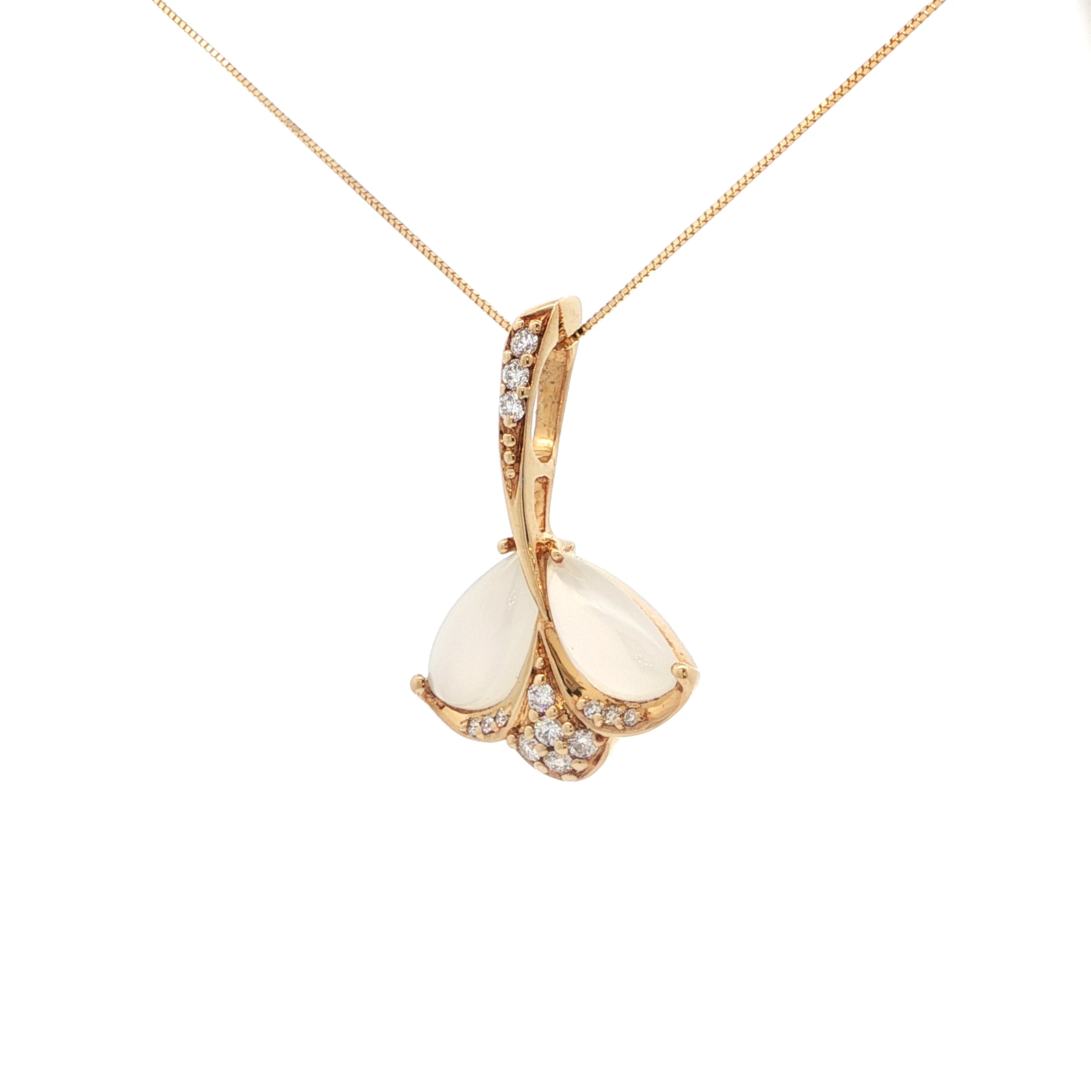 CABOCHON MOONSTONE PENDANT WITH NATURAL DIAMONDS