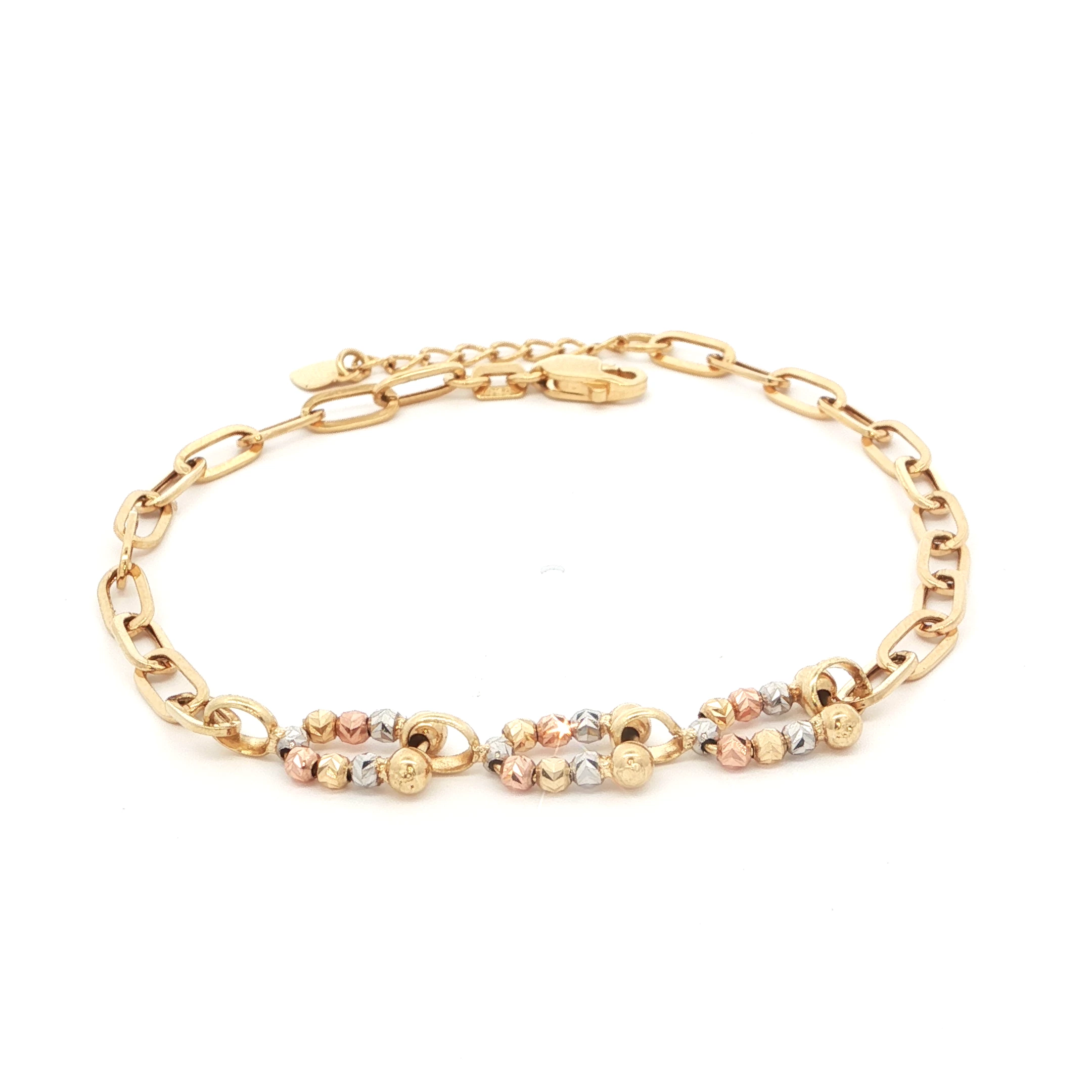 Tricolor Beaded Chain Bracelet