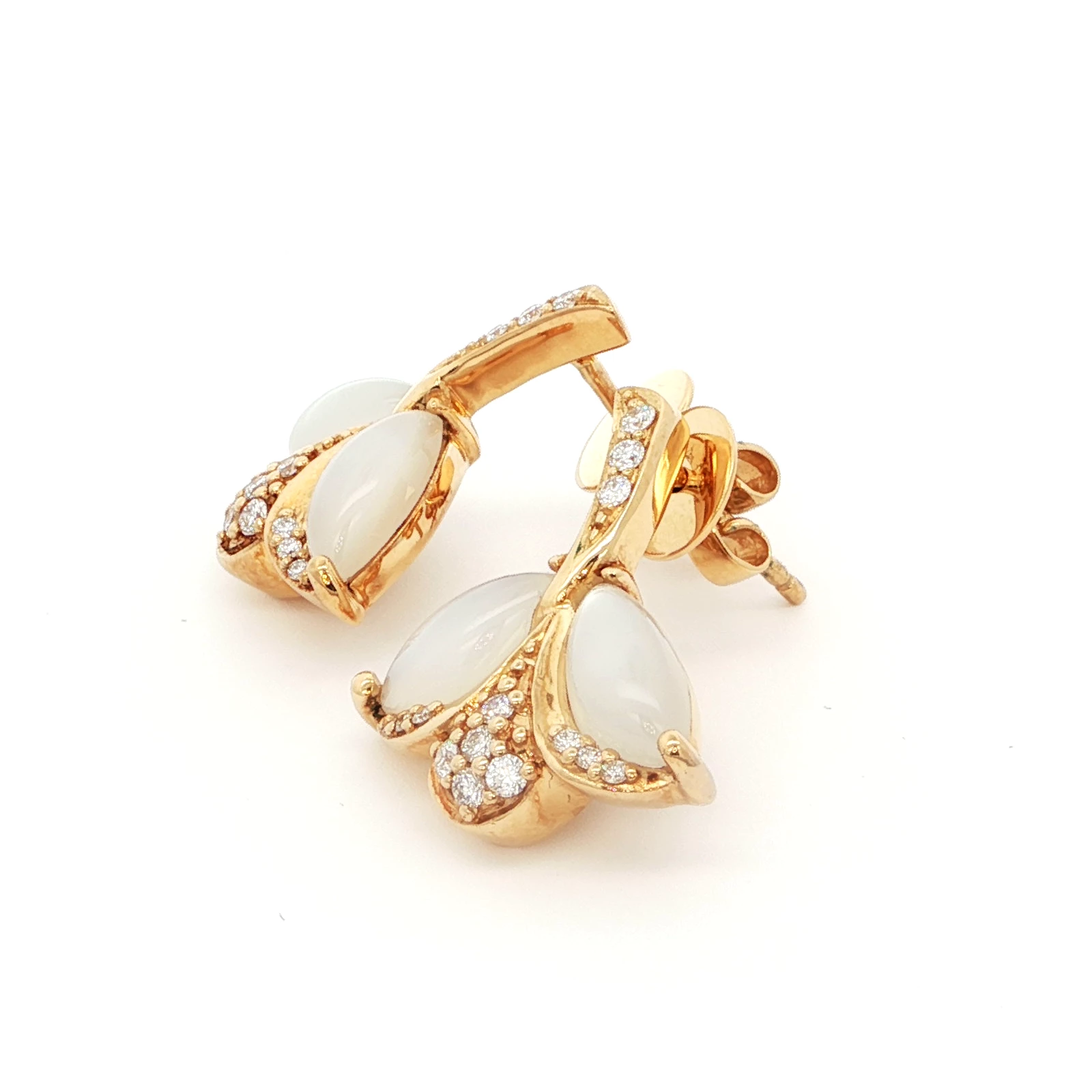 MOONSTONE AND DIAMOND STUD EARRINGS