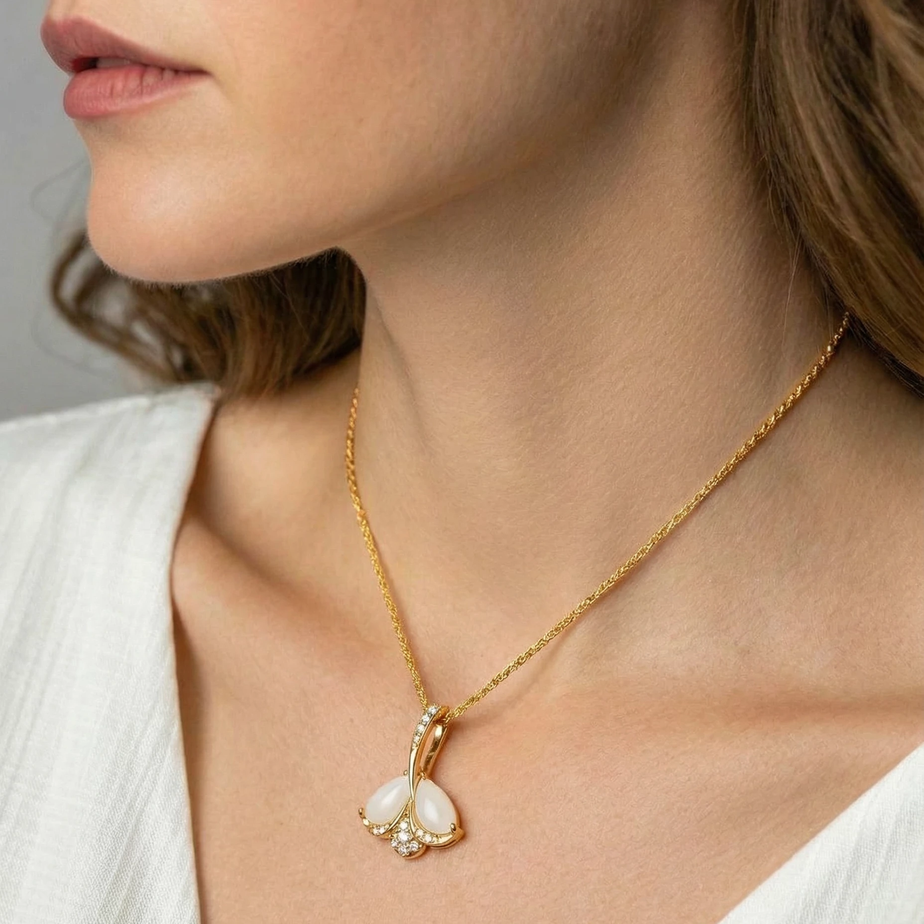 CABOCHON MOONSTONE PENDANT WITH NATURAL DIAMONDS