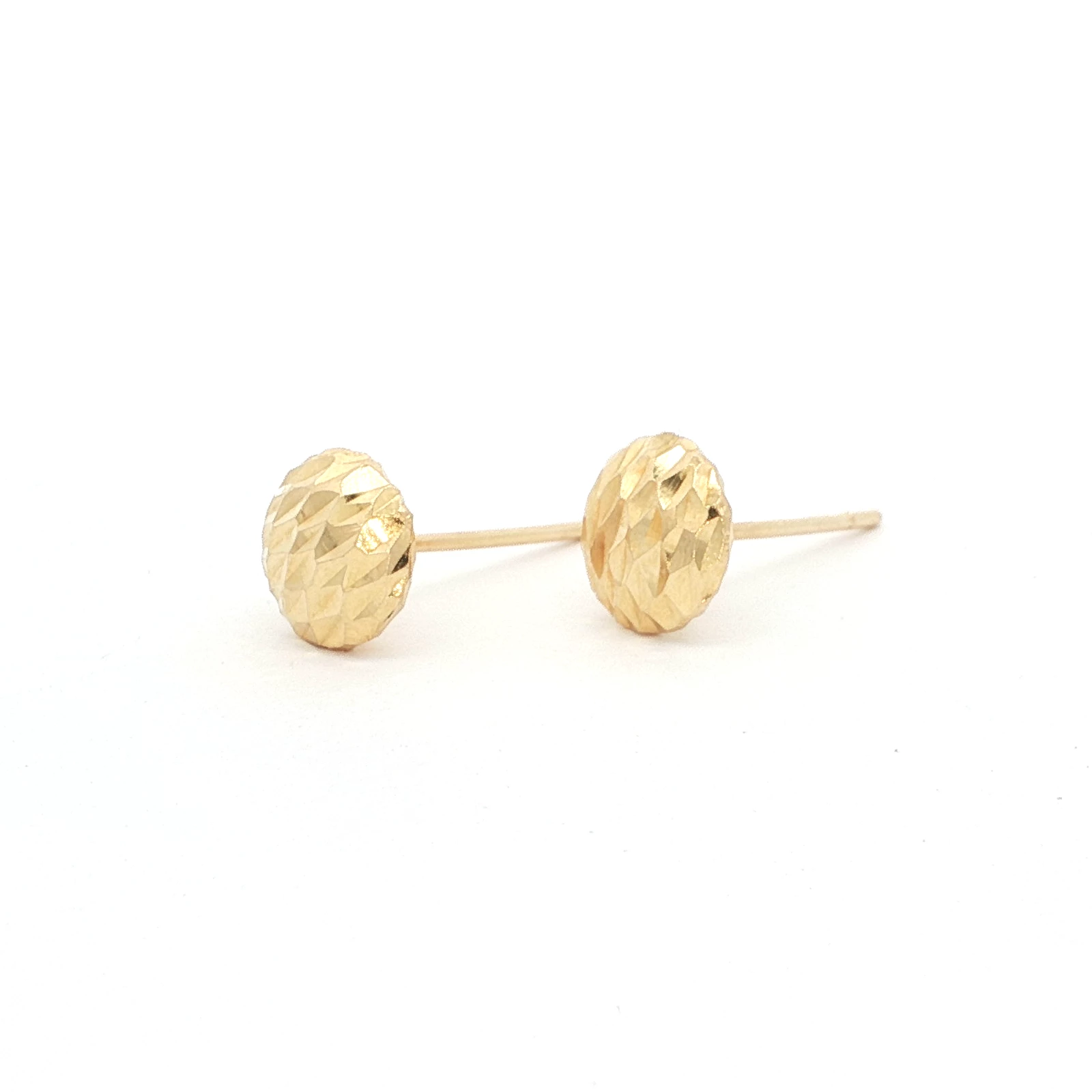 Textured Disc Stud Earrings - Yellow Gold